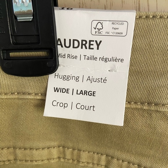 TRIBAL Audrey Hugging Button Fly Wide Leg Pant Olive Khaki Sz 16 NWT - Picture 8 of 15